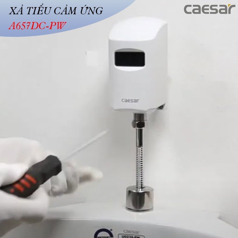 Bộ Xả Tiểu Cảm Ứng Nam CAESAR A657DC-PW - Cảm ứng không chạm hiện đại an toàn