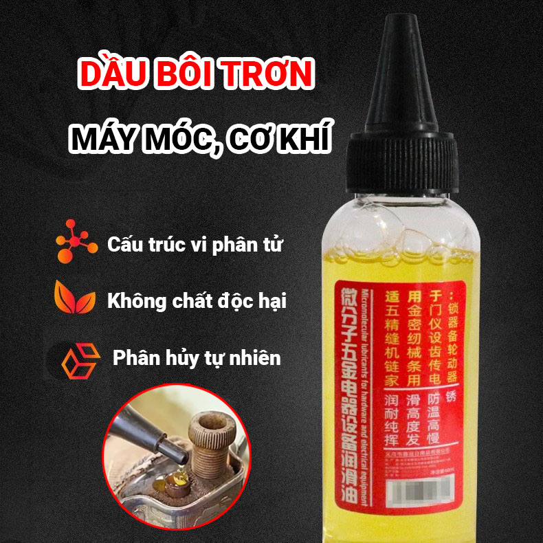 Dầu Máy Làm Trơn Ổ Khóa, Máy Móc, Quạt Điện - Công Thức Không Mùi An Toàn Khi Sử Dụng - Lọ 60ml - Hàng chính Hãng dododios