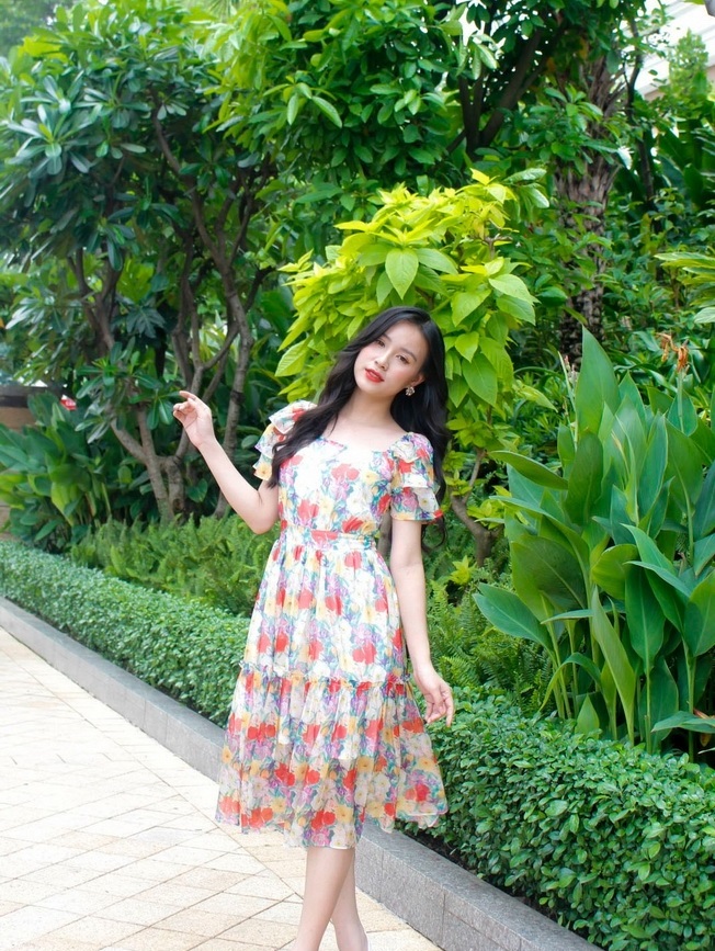 Đầm voan xòe tay ngắn maxi đi biển - đi dạo - đi chơi