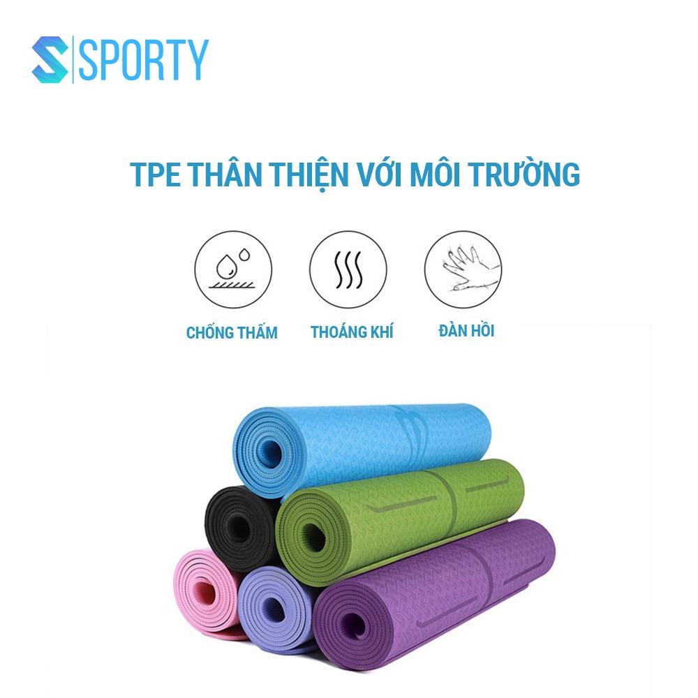 Thảm tập Yoga SPORTY chất liệu TPE cao cấp 2 lớp dày 6mm, chống trơn trượt, chính hãng