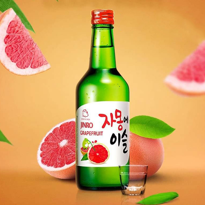 Rượu Soju Hàn Quốc Jinro Grapefruit (Bưởi) 13% 360ml Không Hộp