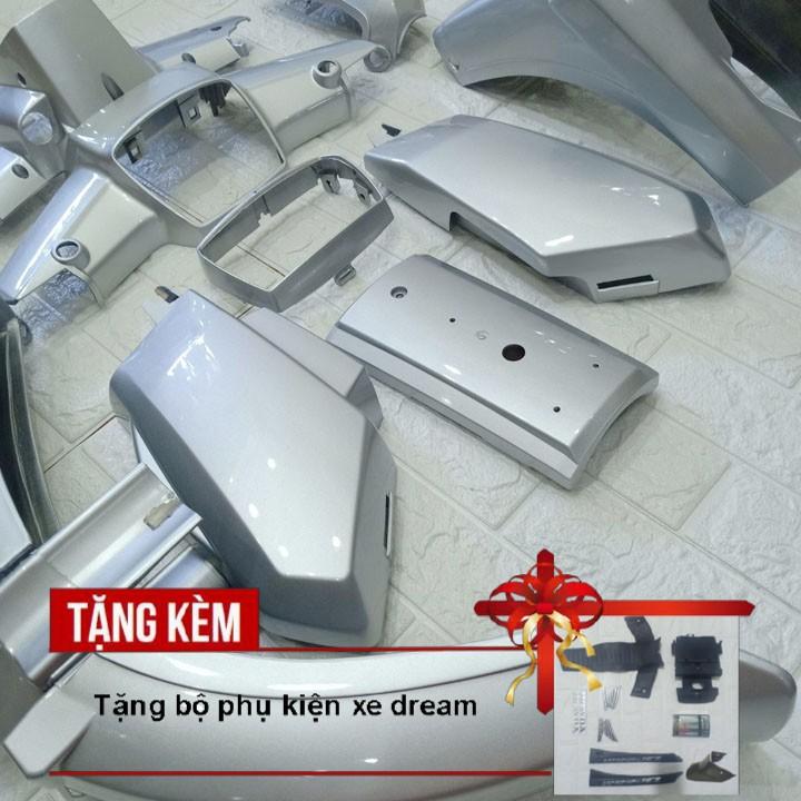 Dàn áo xe Dream II, nhựa ABS nguyên sinh màu BẠC, vừa bền vừa đẹp lại Full phụ kiện