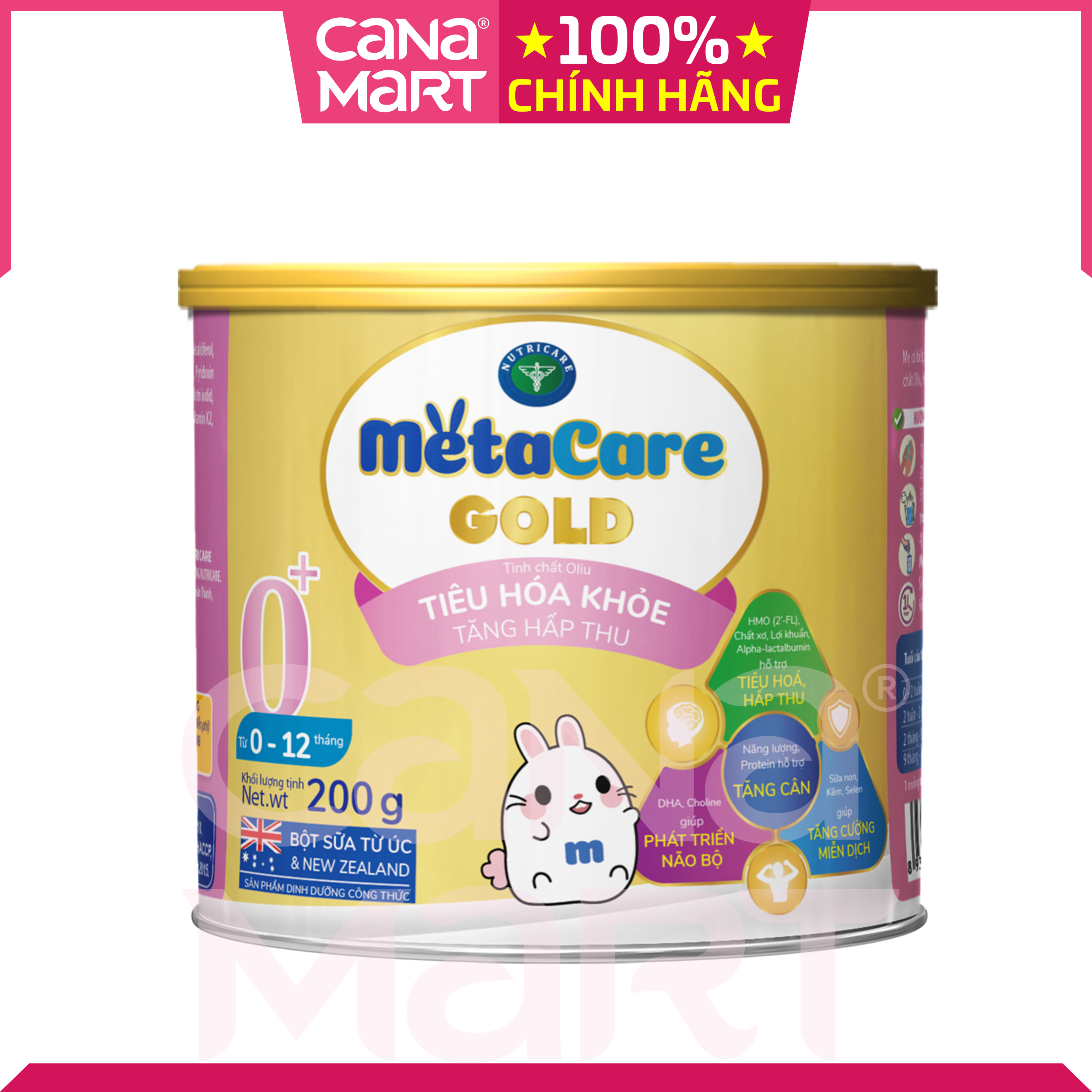 [Lon 200g] Sữa bột Nutricare Metacare Gold 0+ tiêu hóa tốt, tăng hấp thu, tăng cường miễn dịch, giúp bé thông minh khỏe mạnh