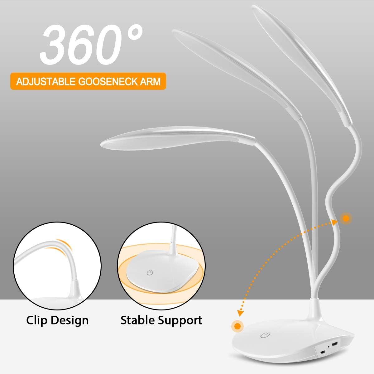 Đèn LED Để Bàn, Đèn Đọc Sách Led Kèm Cáp USB, 15 Bóng Led, 3 Mức Độ Sáng, Linh Hoạt 360.800mAh, Điều Khiển Cảm Ứng, Bảo Vệ Mắt, Cho Học Tập, Đọc Sách