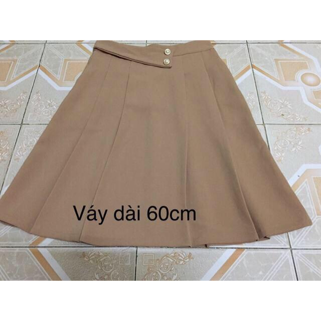 Chân váy xoè công sở# chân váy công sở 2 cúc 60cm(ảnh thật)