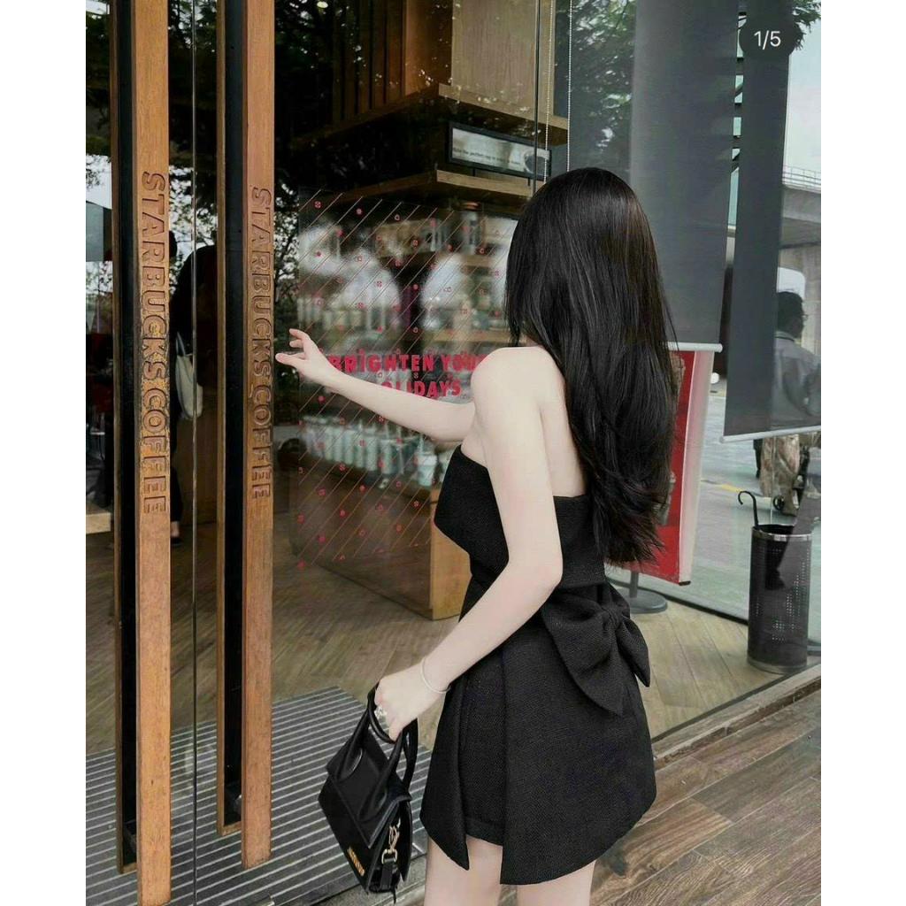 Sét áo cúp ngực đính nơ to xẻ tà  kèm quần ngắn siêu chất