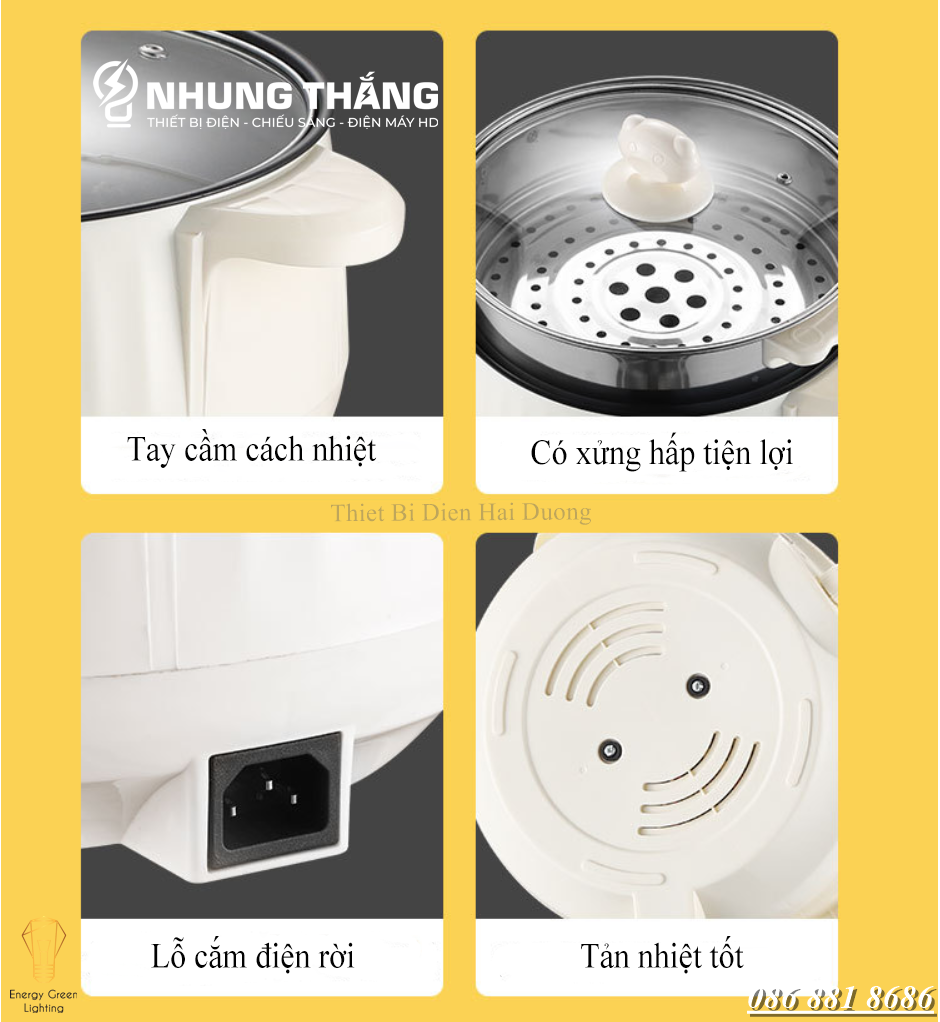 Nồi Lẩu Mini Cắm Điện Đa Năng MX-22A ; MX-26A - Lớp Chống Dính - Phù hợp 2-4 Thành Viên - Tặng Kèm Xửng Hấp - Có Video