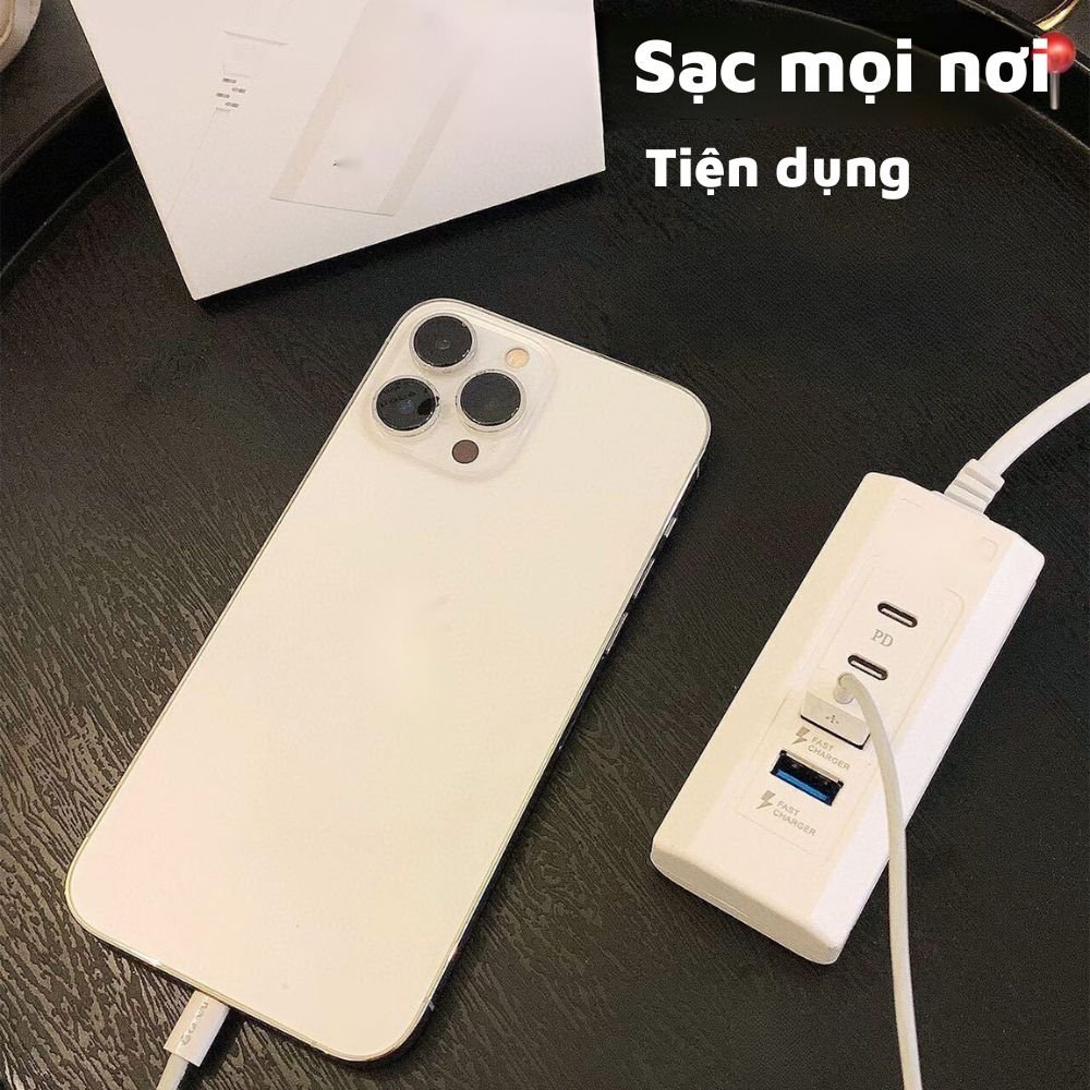 Ổ Cắm Sạc Điện Thoại Power Socket 4 Cổng Sạc Nhanh 2 Cổng PD Type-C + 2 Cổng Usb