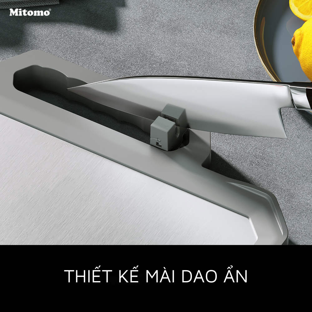 Thớt hai mặt kháng khuẩn inox 304 cao cấp, nhựa lúa mạch Mitomo MT-304PP Hàng chính hãng