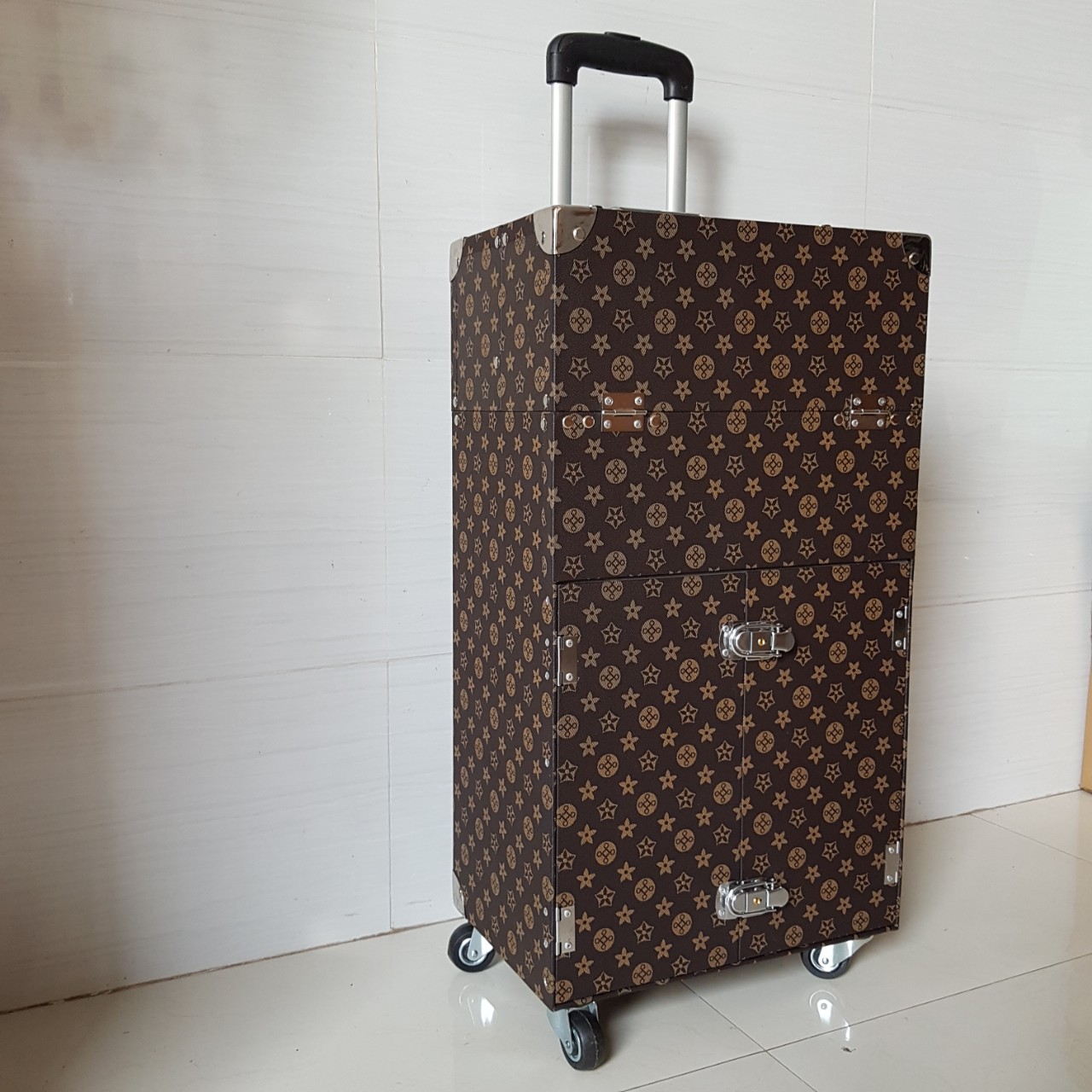 Cốp vali kéo nhiều ngăn đựng dụng cụ trang điểm, make up, phun xăm, nối mi, mỹ phẩm size 36x22x64 cm