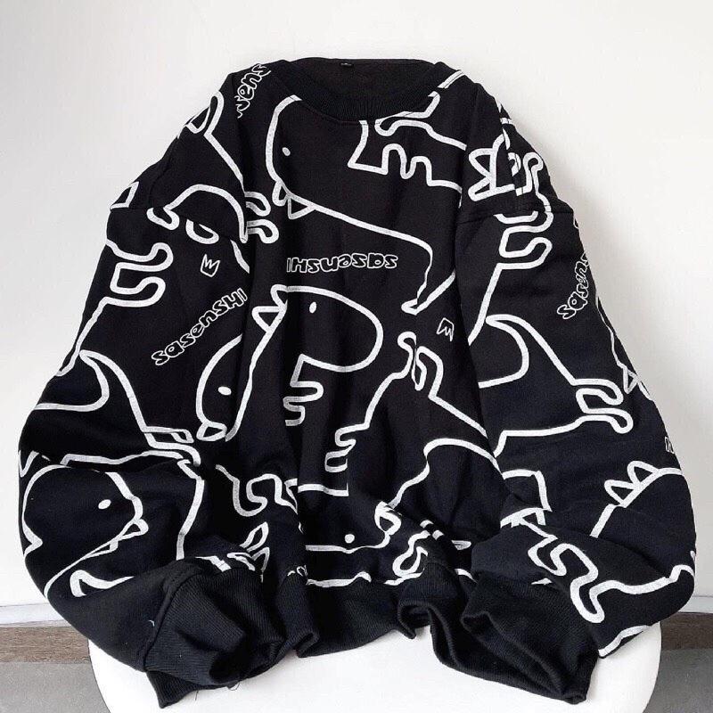 Áo Sweater Chất Nỉ Ngoại Bông Dày Dặn_Áo Form Rộng Dài Tay Phồng_Chất Vải Mịn Không Xù Lông_Form Unisex Nam Nữ Ok