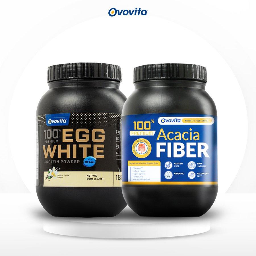 OVOVITA Combo Egg White Protein 560gr và Acacia Fiber 360gr Hỗ Trợ Tăng Cơ