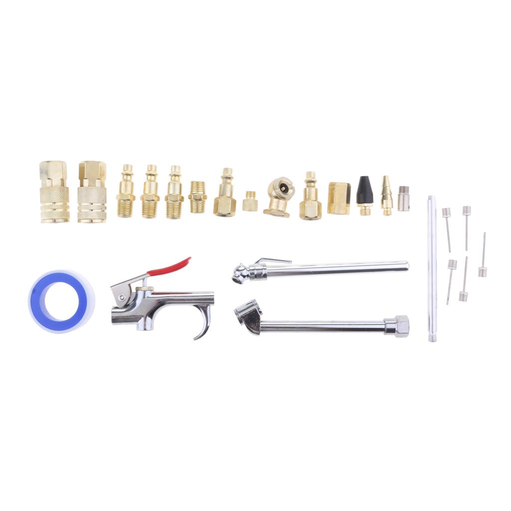 Air Tool Connector Accessories Kit Blow Gun Thread Tape Tyre Inflator Gauge