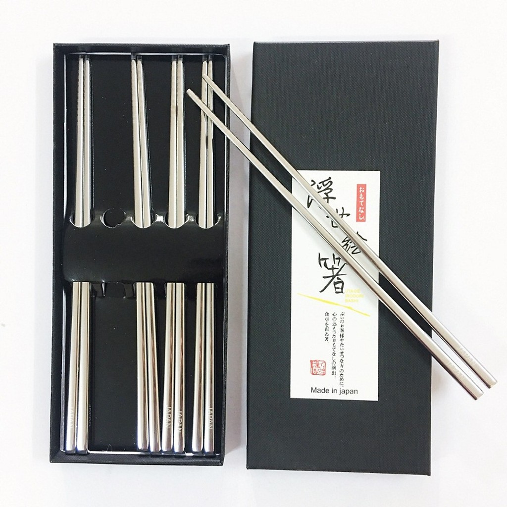 Bộ 5 đôi đũa ăn inox đặc ruột cao cấp nội địa Nhật Bản