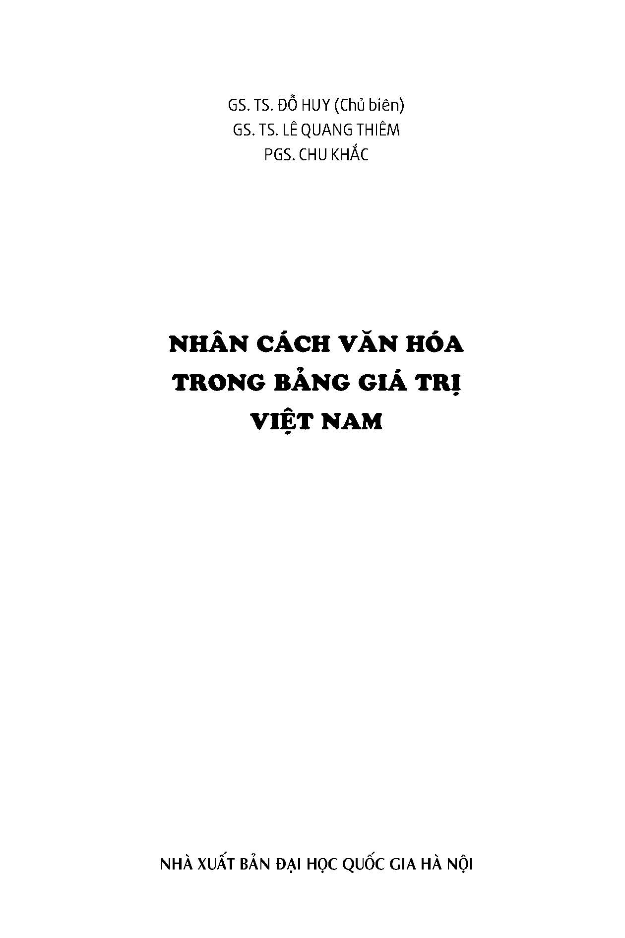 Nhân Cách Văn Hóa Trong Bảng Giá Trị Việt Nam