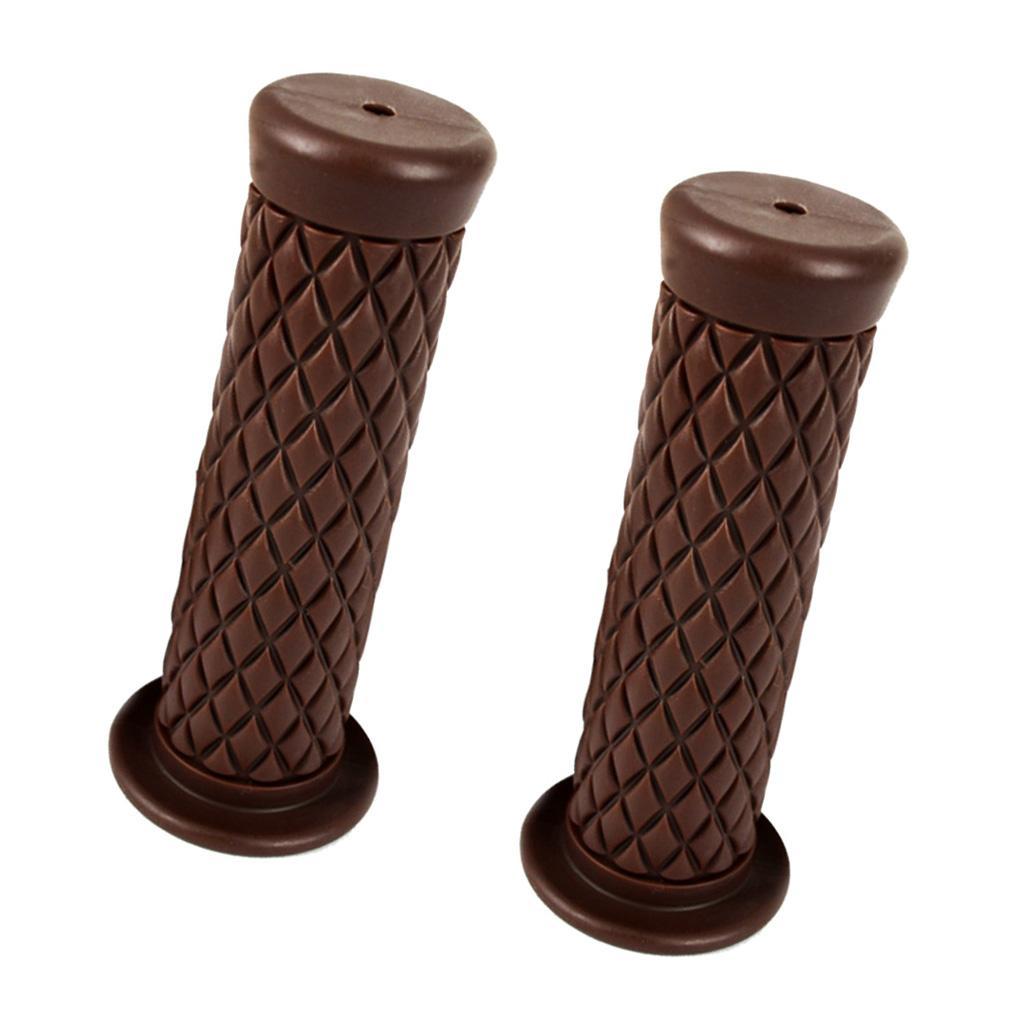 2 Pair Motorcycle Retro Left and Right Handle Bar Handlebar Grips  Dark