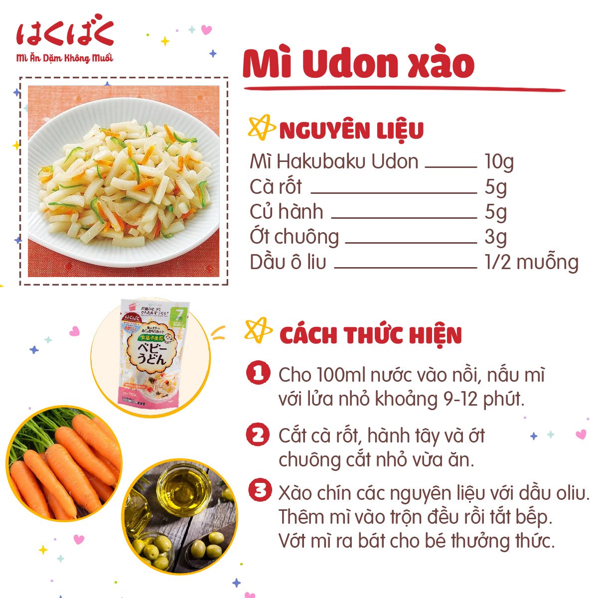 Mỳ ăn dặm Baby Spaghetti HakuBaku 100g (Dành cho bé từ 9 tháng)