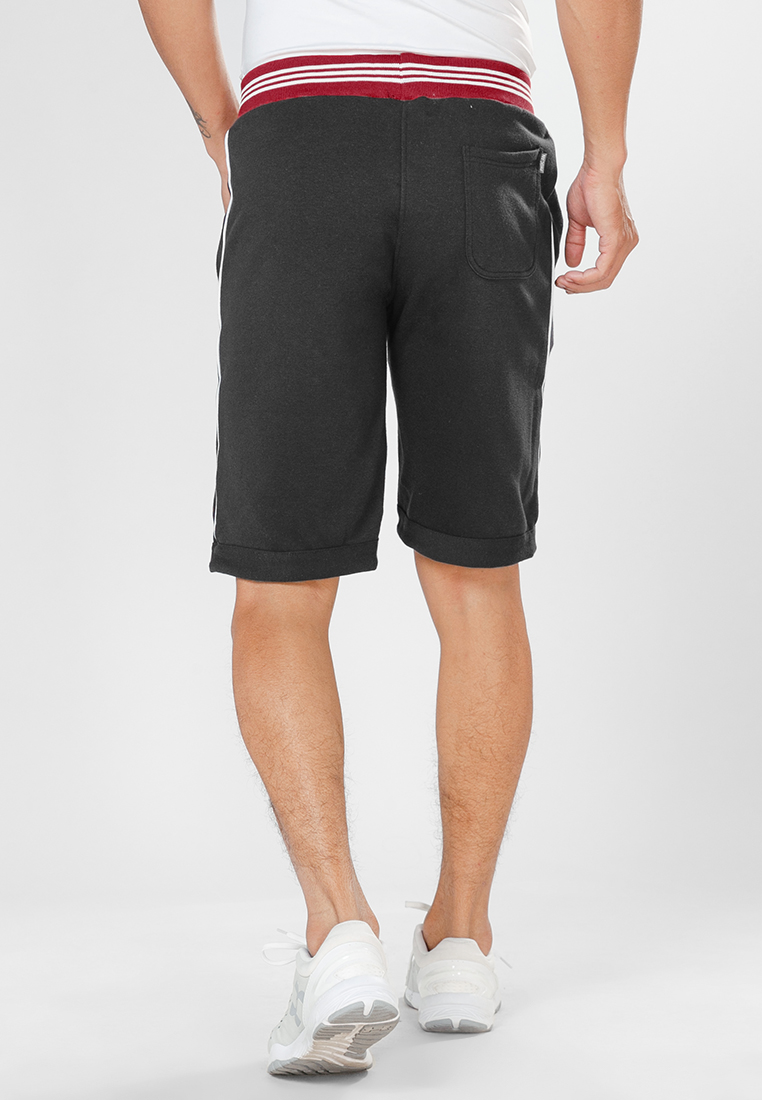 Quần short thun nam phối sọc hông Phúc An N0001 màu đen có big size