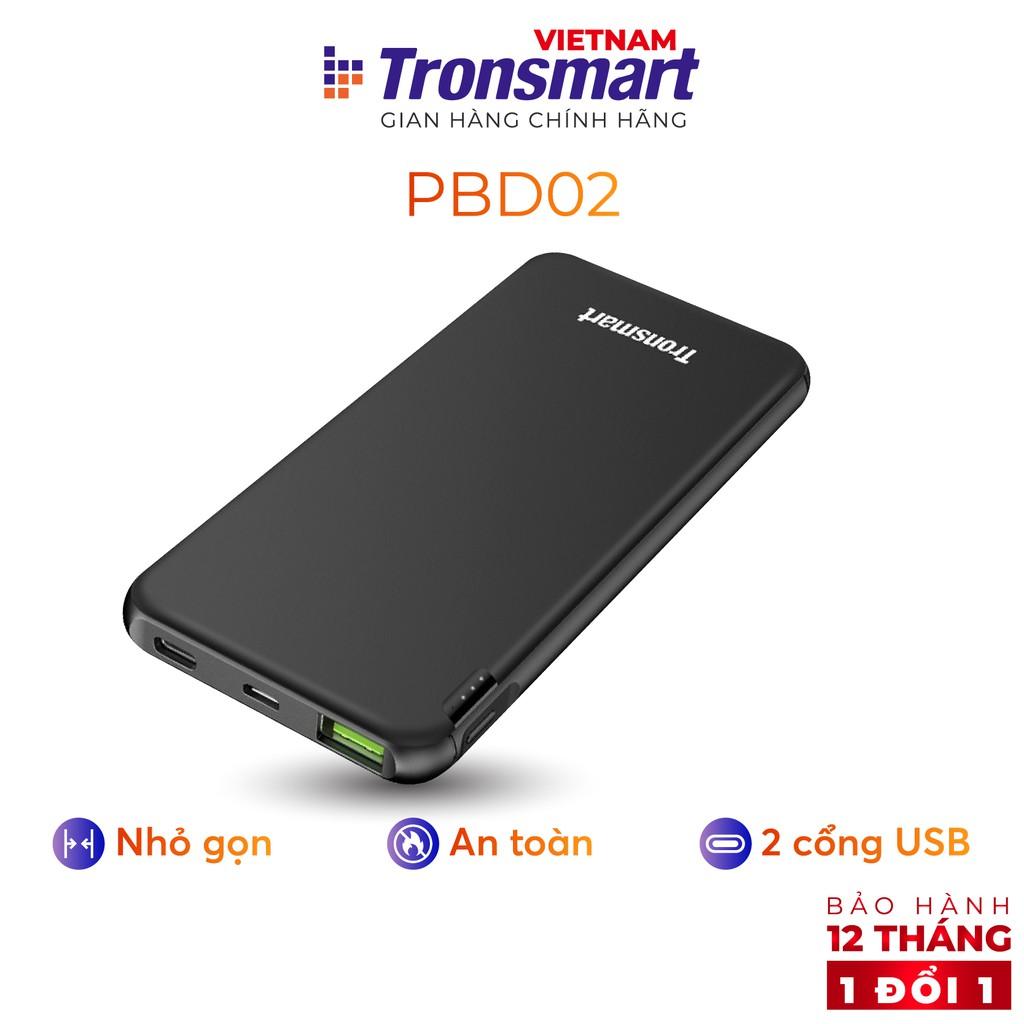 Sạc dự phòng 10000mAh Tronsmart Sạc nhanh PD QC 3.0 2 cổng USB + USB-C - Hàng phân phối chính hãng- Hàng Chính Hãng