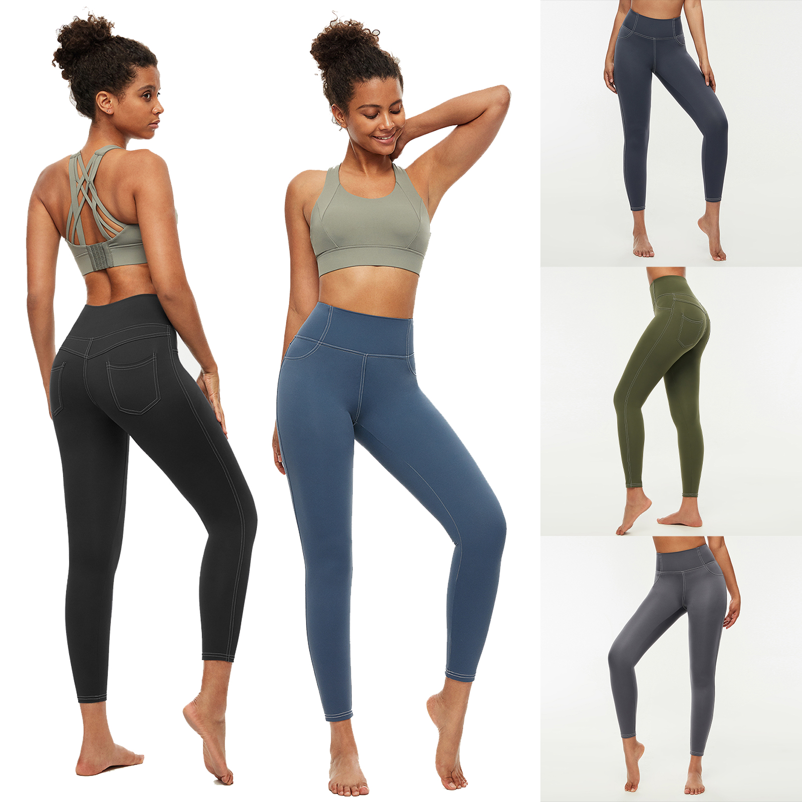 Quần legging cho nữ, lưng cao có túi, thấm hút mồ hôi, ôm body sexy