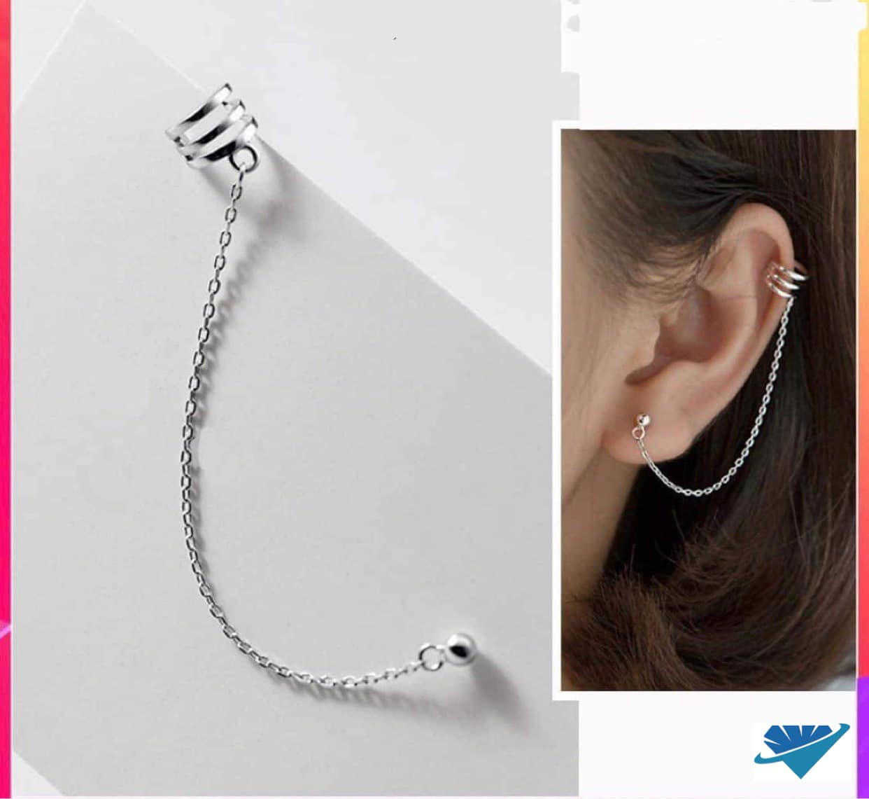 Bông tai kẹp vành chất liệu bạc s925 MS115a
