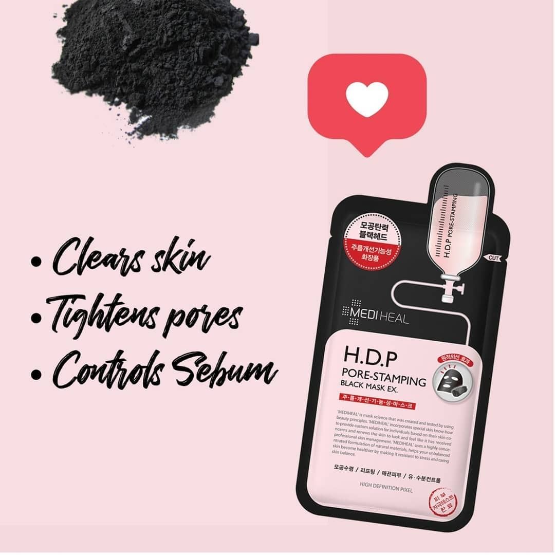 Mặt Nạ Than Hoạt Tính Loại Bỏ Bã Nhờn Và Làm Mịn Da Mediheal H.D.P Pore-Stamping Black Mask Ex 25ml