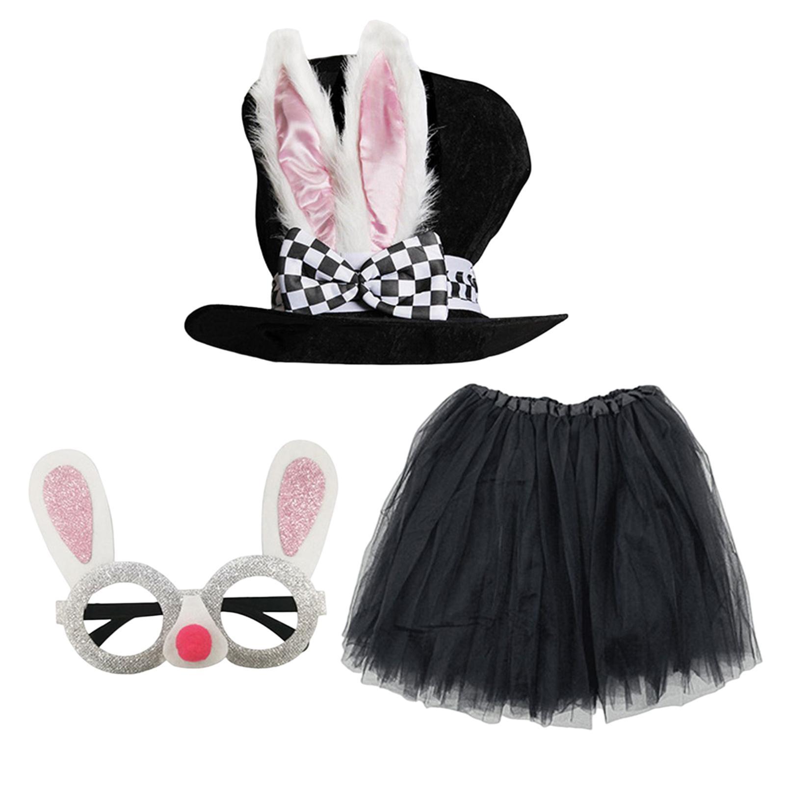 Bunny Costume Rabbit Topper Hat Skirt Glasses Animal Themed Parties for Kids Party Favors Carnival