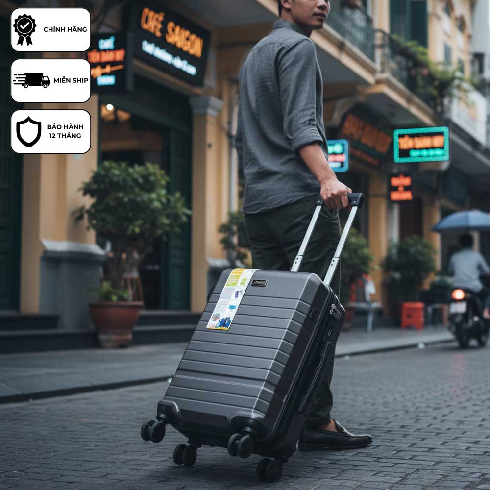 Vali kéo du lịch xách tay cao cấp Xbags Dark Titan Pro XB6104 khóa TSA chuẩn Mỹ USB tiện dụng, chống va đập size 20 sang trọng!