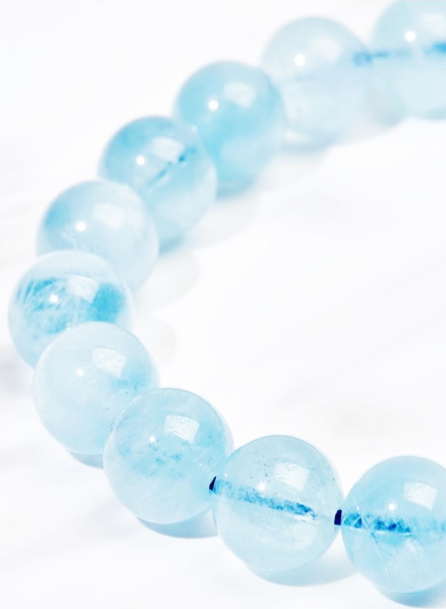 Gembank Lắc Tay Mạng Thủy Tuổi Tuất Đá Aquamarine Tự Nhiên 10MM
