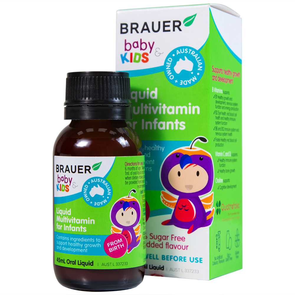 Dung dịch Brauer Baby &amp; Kids Liquid Multivitamin For Infants hỗ trợ bổ sung một số vitamin (45ml)