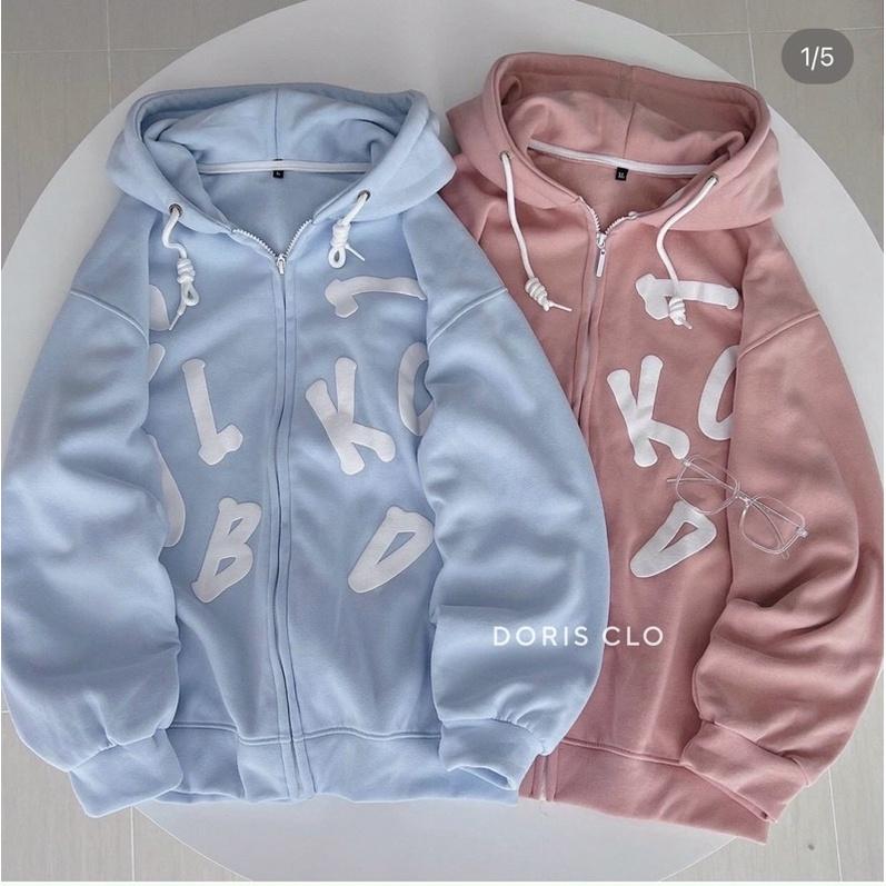 Áo khoác nỉ ngoại có nón dây kéo in chữ cái unisex ulzzang nam nữ
