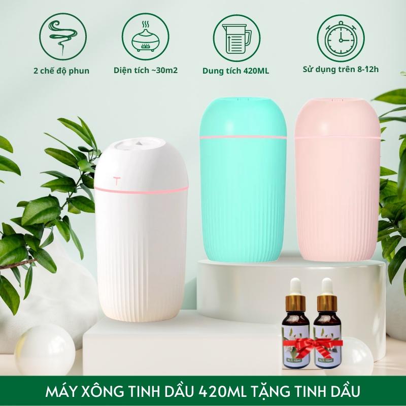 Máy phun sương tạo ẩm khuếch tán tinh dầu mini 420ml phun tinh dầu toả hương thơm cho phòng ngủ, phòng khách và xe hơi