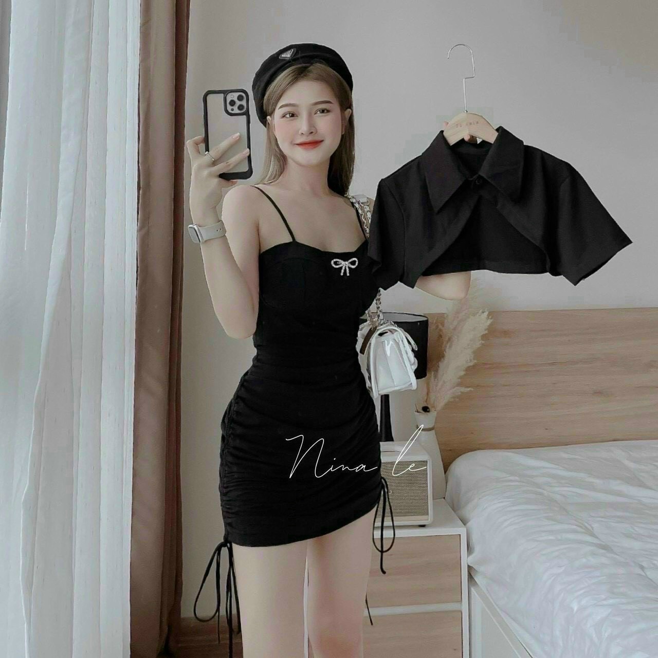 ĐẦM NHÚN, RÚT DÂY THẬT KÈM ÁO KHOÁC