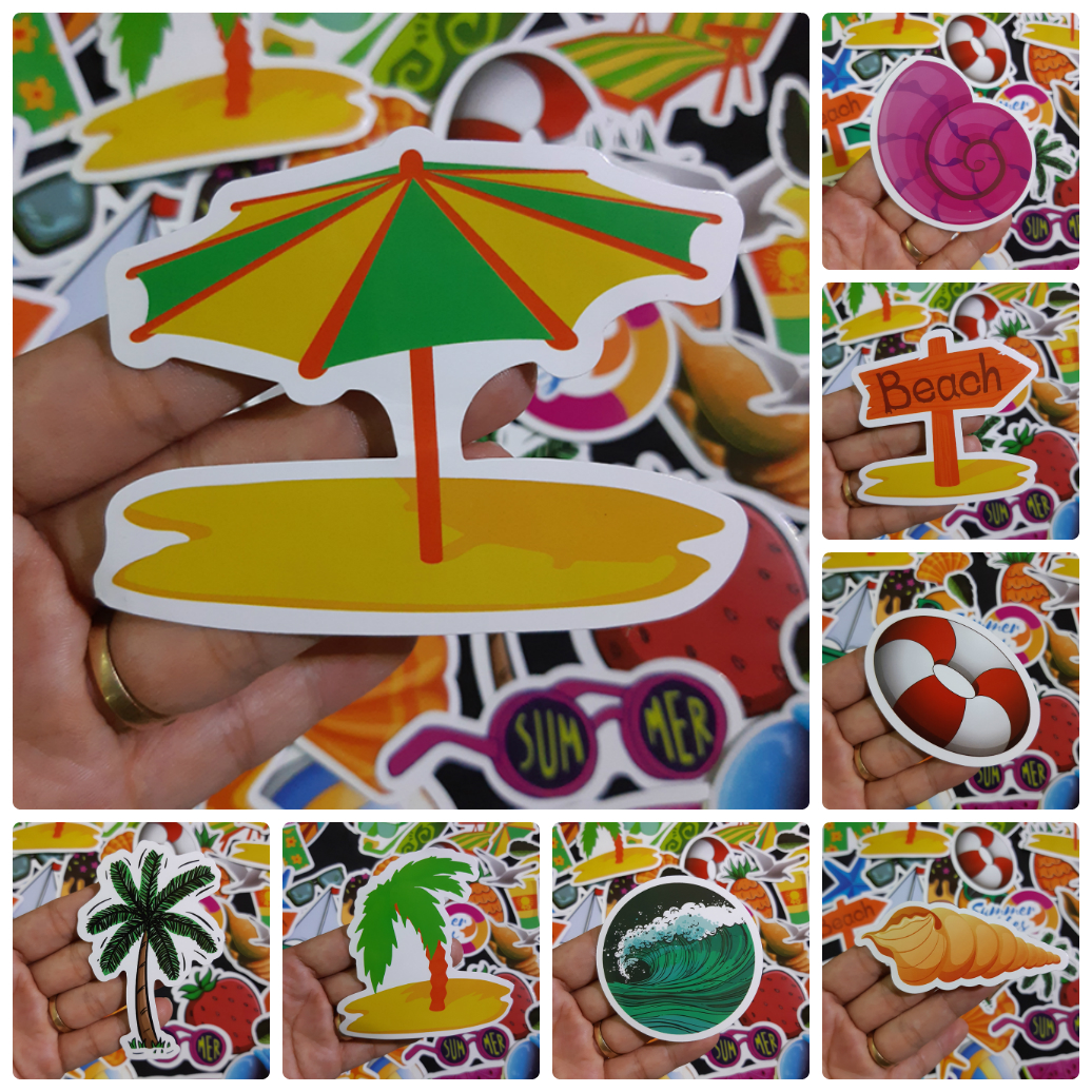 Bộ Sticker dán cao cấp chủ đề SUMMER - Dùng dán Xe, dán mũ bảo hiểm, dán Laptop