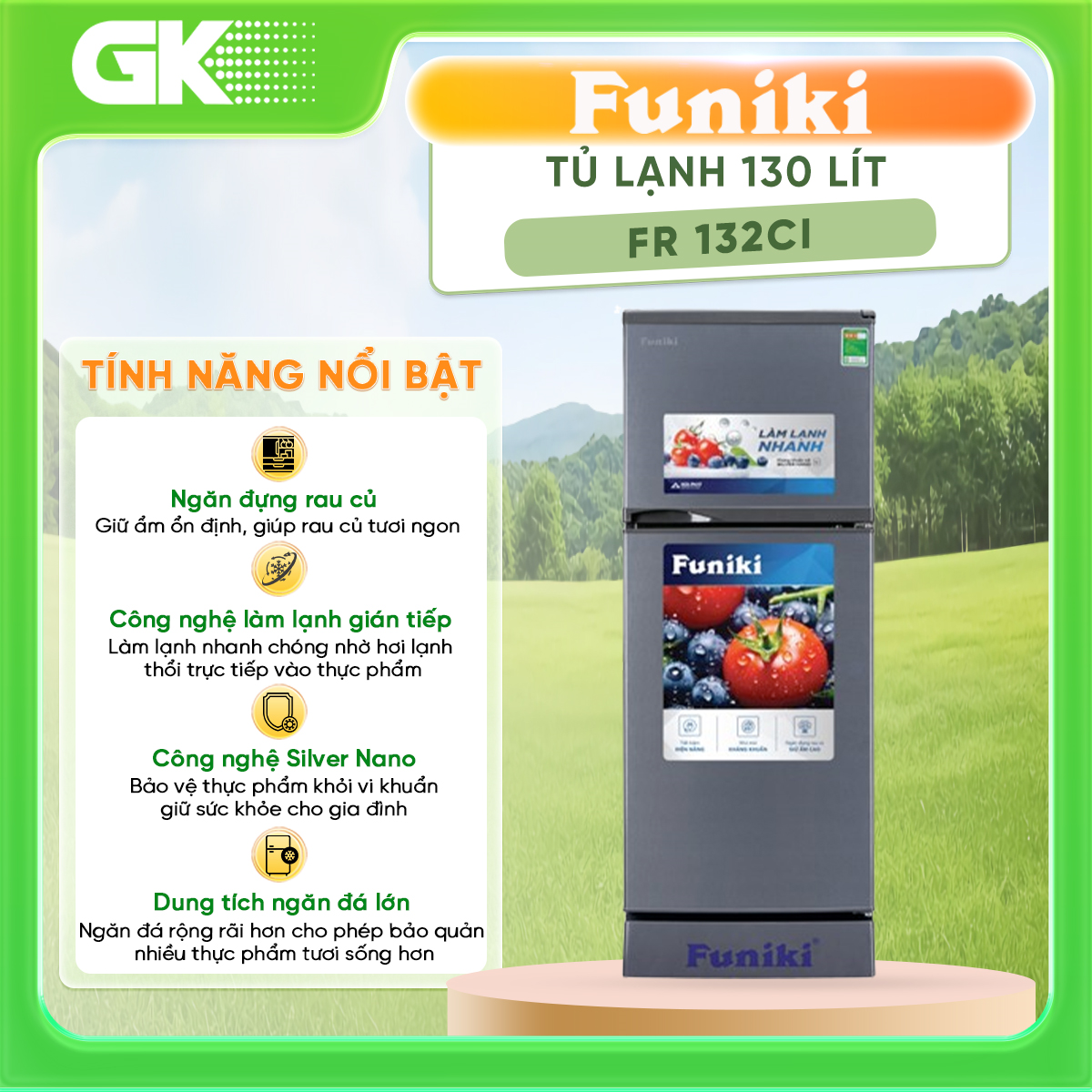 Tủ lạnh Funiki Hòa Phát FR 132CI 130 lít - Hàng Chính Hãng