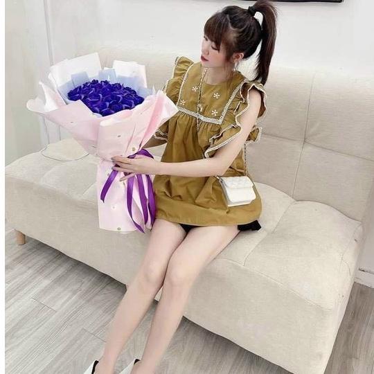 Áo bầu thiết kế mẫu mới xếp ly bèo vai