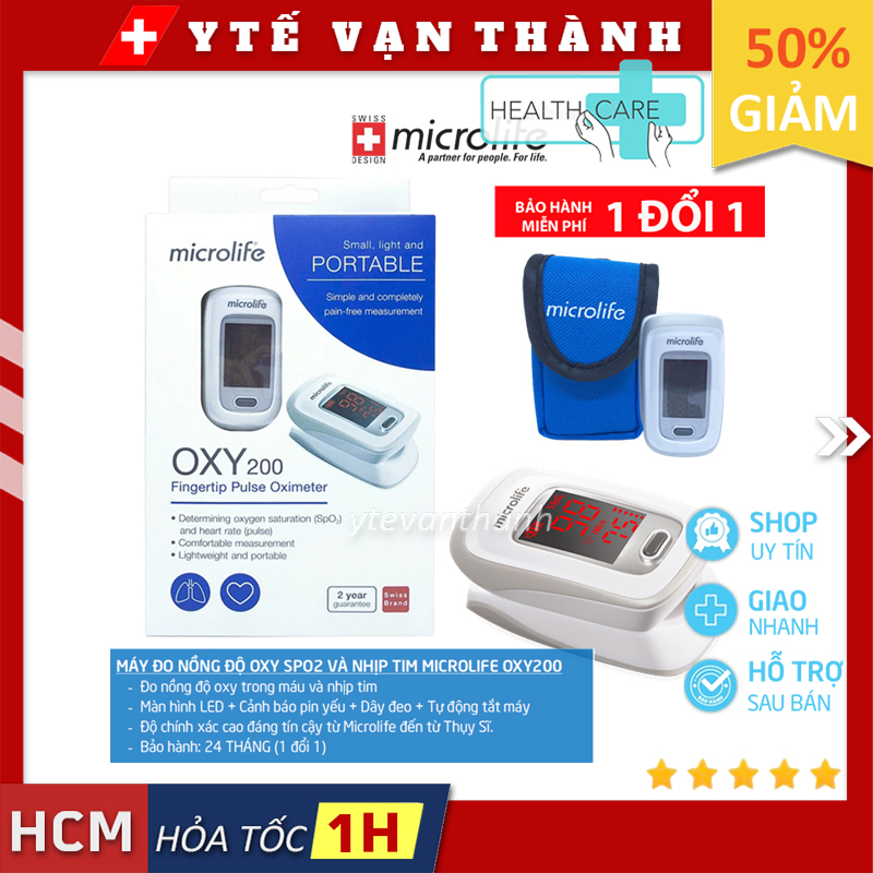 Máy Đo Nồng Độ Oxy SPO2 Và Nhịp Tim Microlife OXY200 (OXY 200) -VT0389