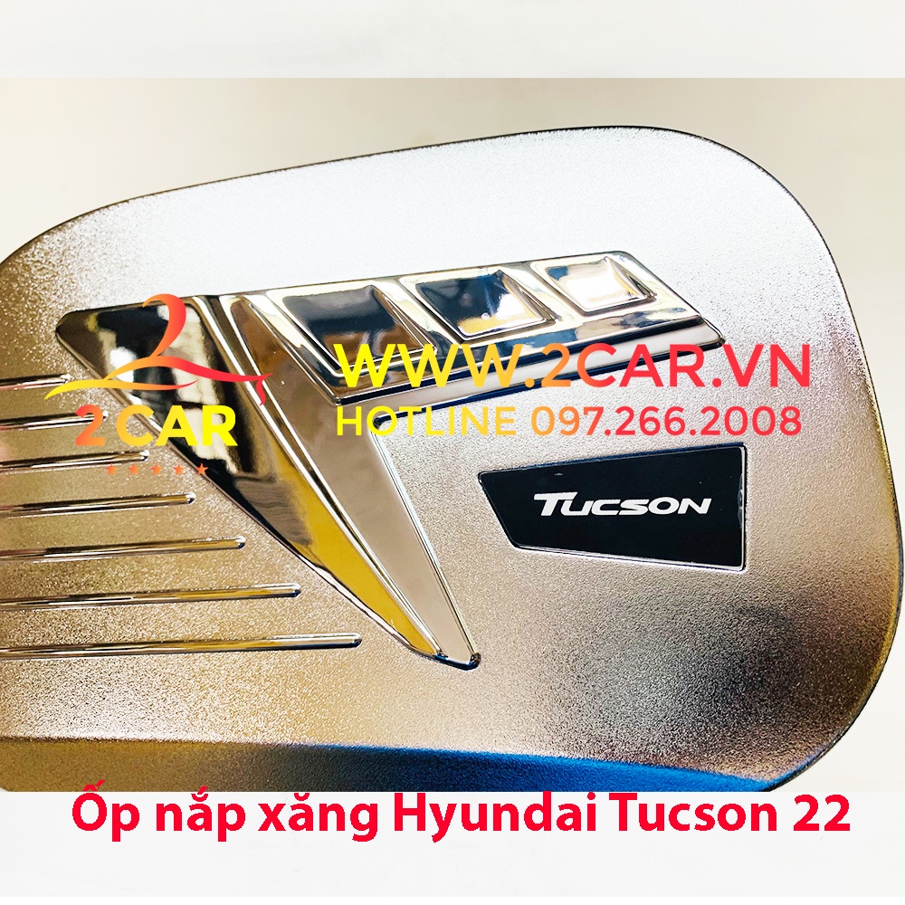 Ốp nắp bình xăng xe Hyundai Tucson 2022 2023 Mạ crom cao cấp