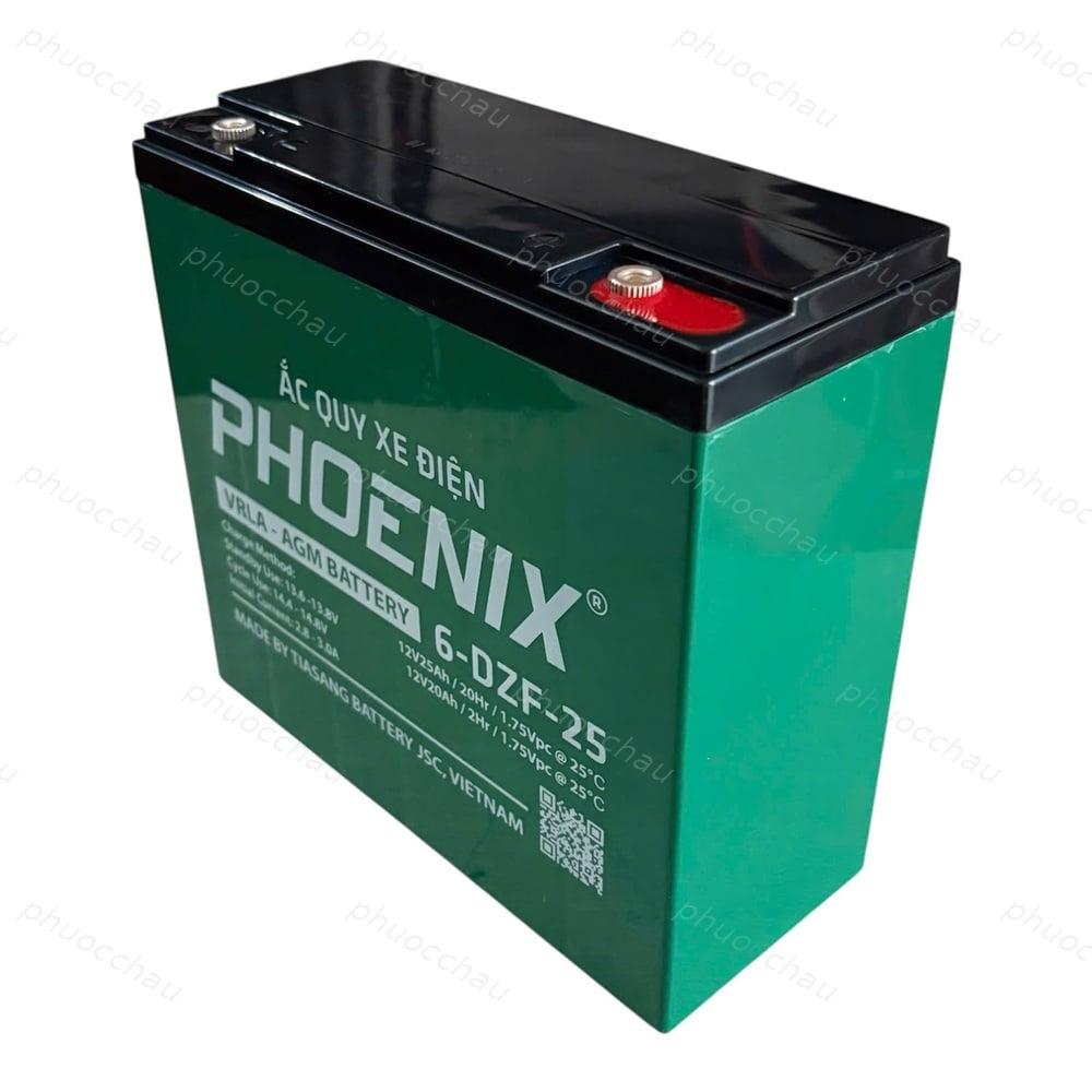 Ắc Quy Phoenix 6-DZF-25 (12V 25Ah) Cho Xe Đạp Điện, Xe Máy Điện