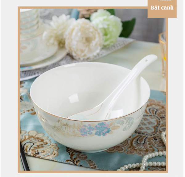 Bộ bát ăn cơm 28 món, chất SỨ XƯƠNG Giang Tây cao cấp - Sứ mỏng nhẹ nhưng cứng và trong, cách nhiệt tốt GS30