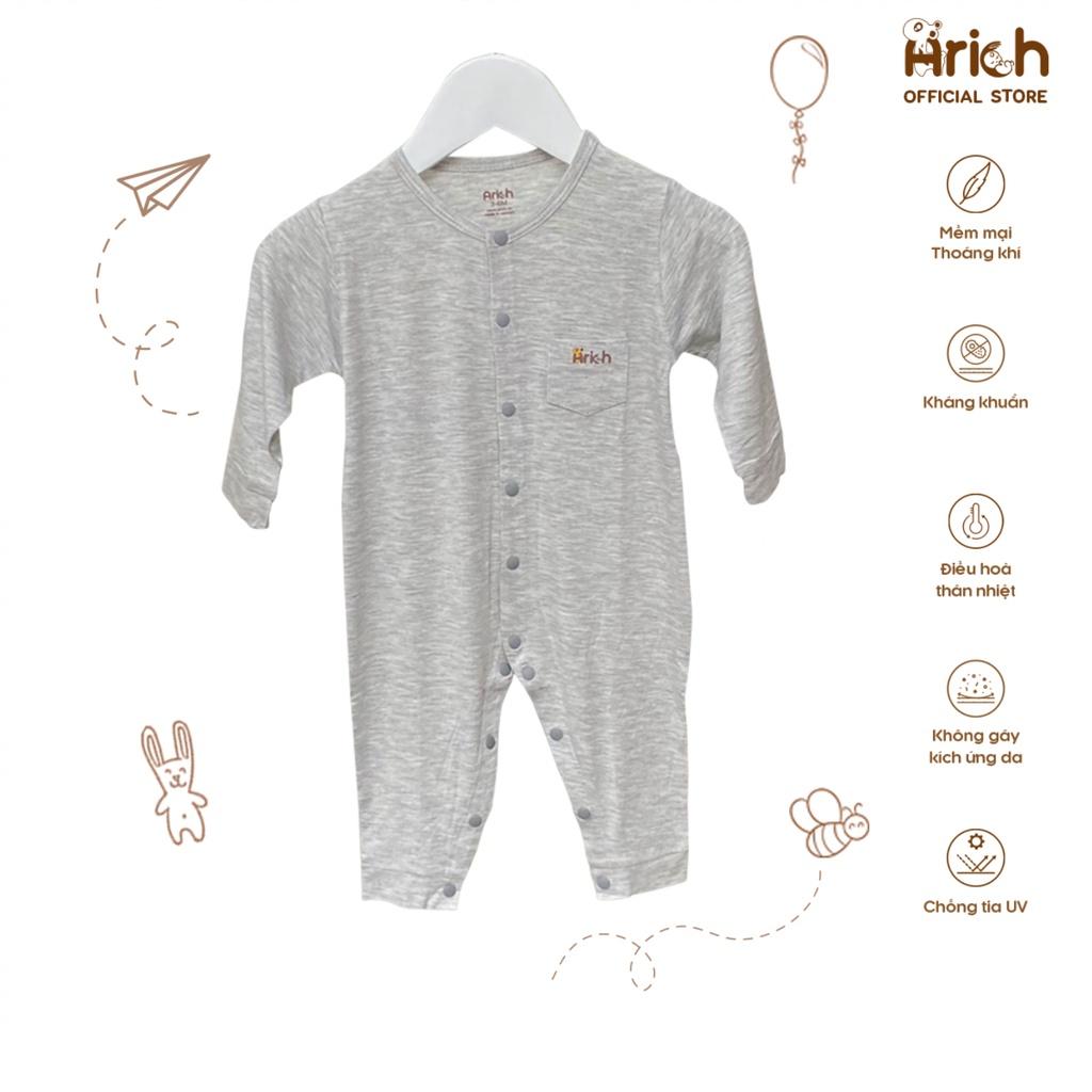 Bộ body dài Arich vải sợi tre màu trơn 150-160k/1 bộ (size 0-3 tháng đến 9-12 tháng)