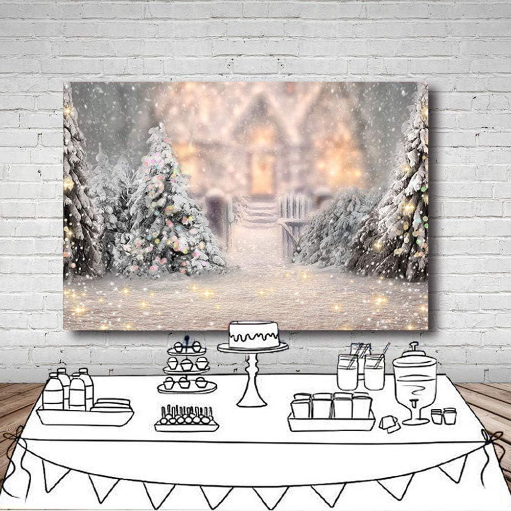 Phông Nền Chụp Ảnh Cây Thông Noel Và Bông Tuyết - 2.5 x 1.8m