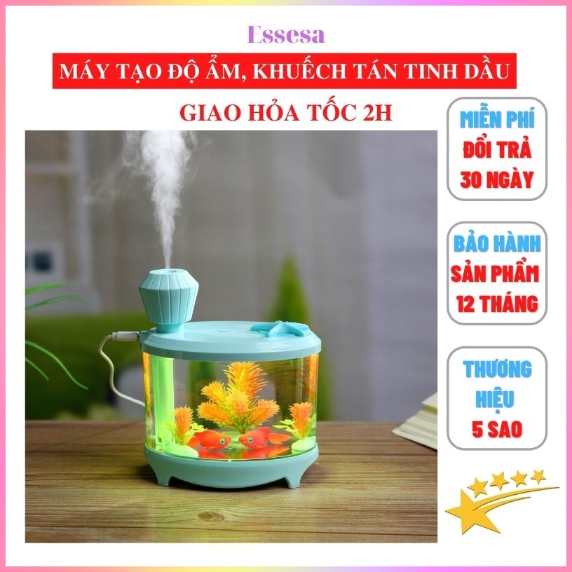 Máy Phun Sương Tạo Ẩm Không Khí Kiểu Dáng Hồ Cá Mini Có Đèn Led