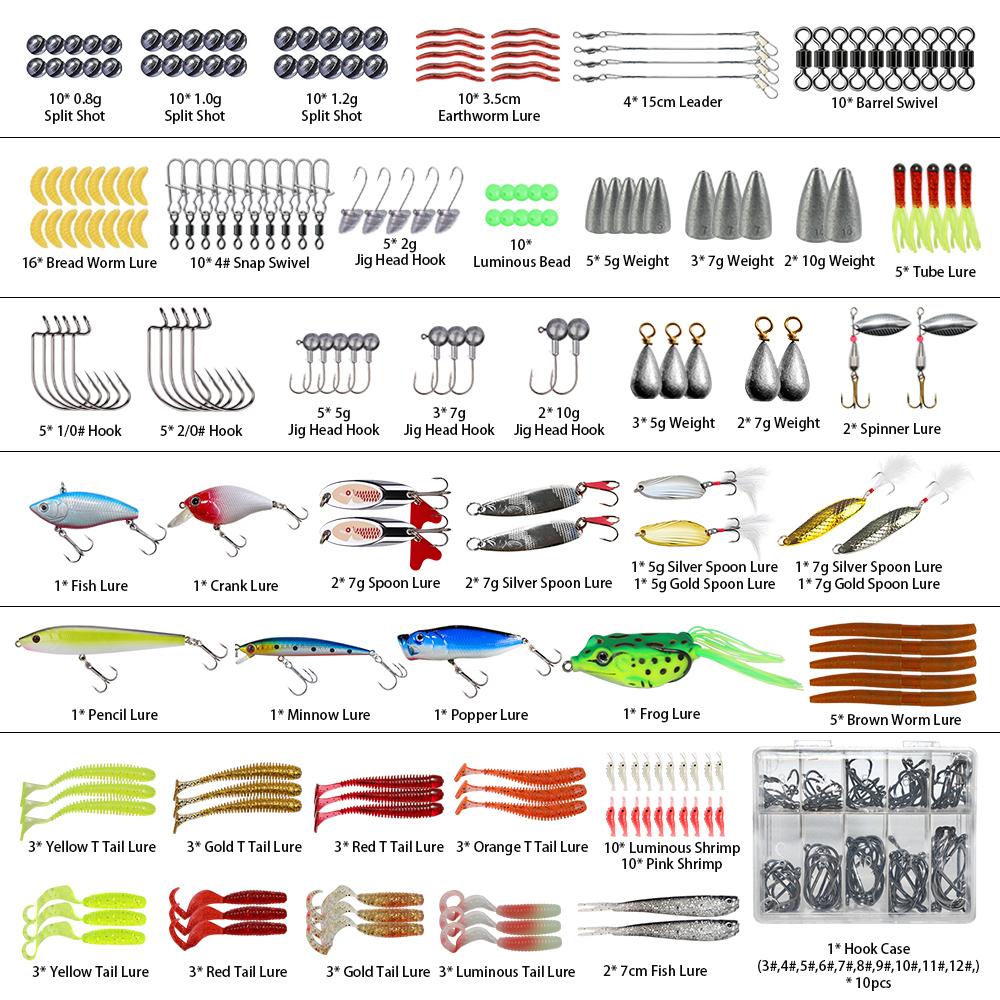 304pcs Fishing Accessories Kit Fishing Tackle Kit Fishing Gear