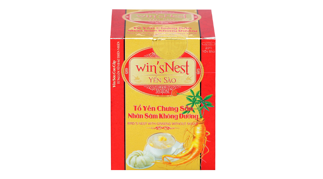 Combo 12 lọ Yến Sào Win'snest Tổ Yến Chưng Sẵn Nhân Sâm Không Đường 20% (70ml/ Lọ)