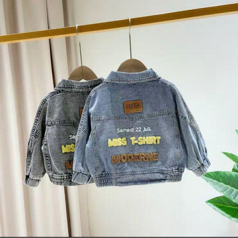 Áo khoác jean denim chất mềm túi hộp bo gấu phong cách Hàn Quốc cực đẹp cho bé trai bé gái