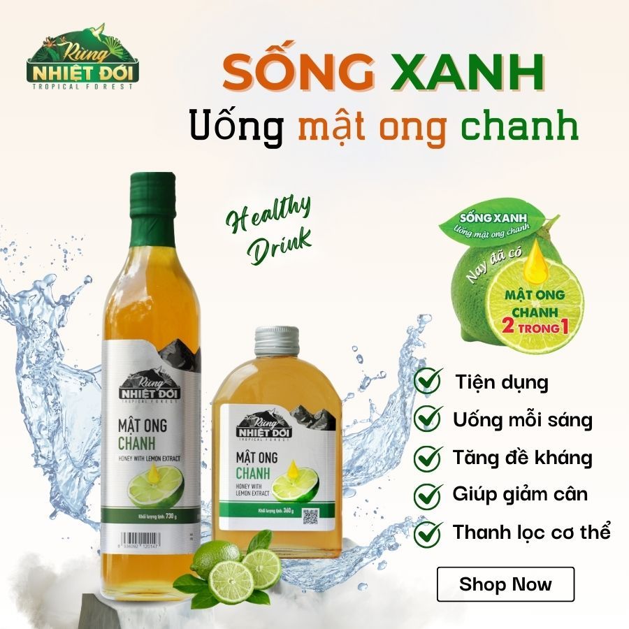 Mật ong Chanh - Rừng Nhiệt Đới 360g - tiện lợi, giúp giảm cân, tăng đề kháng