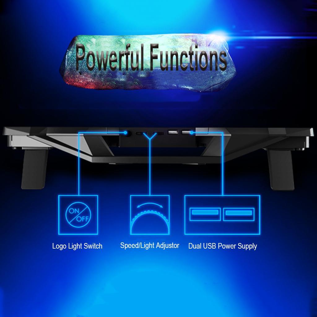 LED Gaming Laptop Cooling Pad 12'' 13'' 14'' 15.6'' 17.3'' Notebook Cooler Stand
