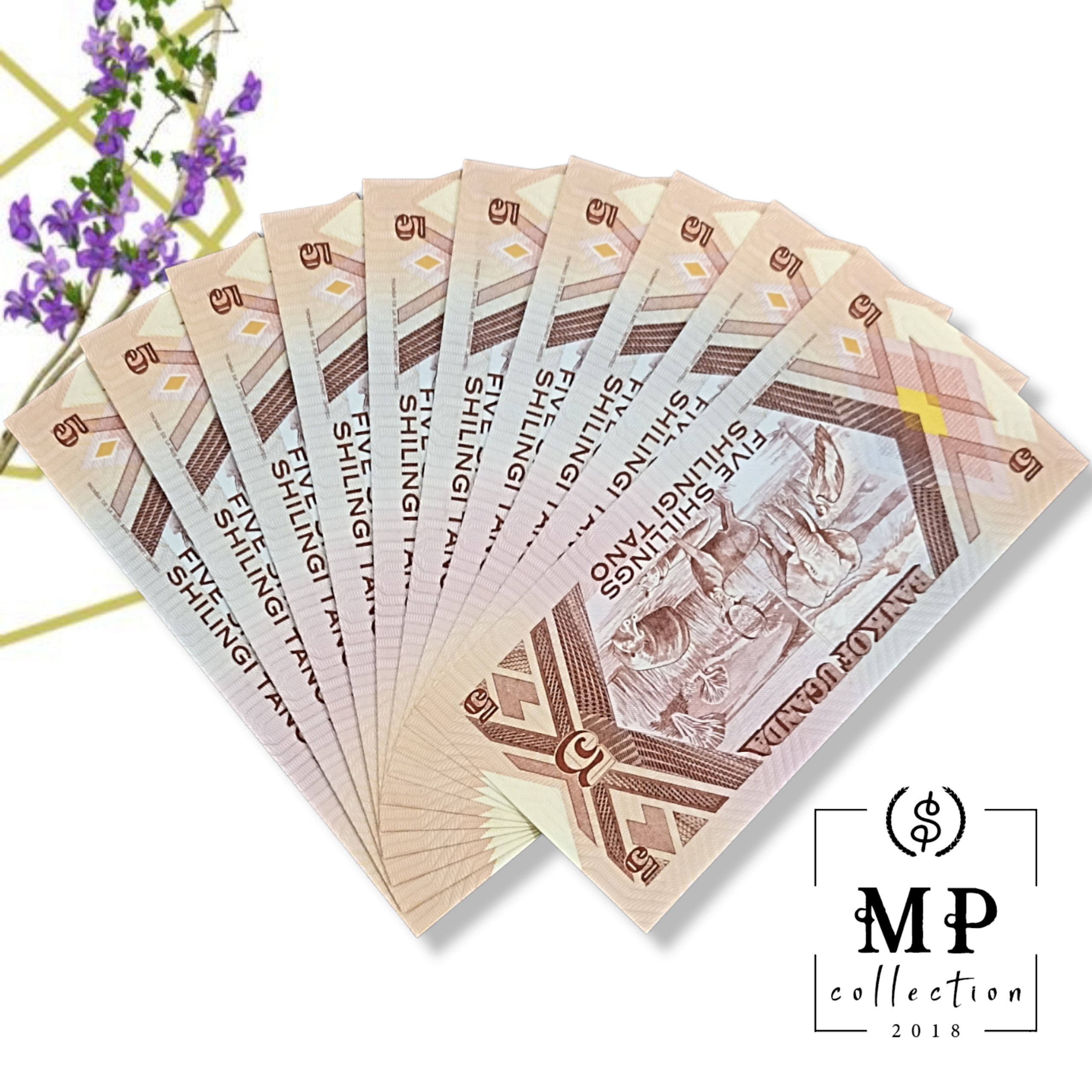Tiền Uganda 5 shilling 1987 sưu tầm với hình ảnh các loài thú