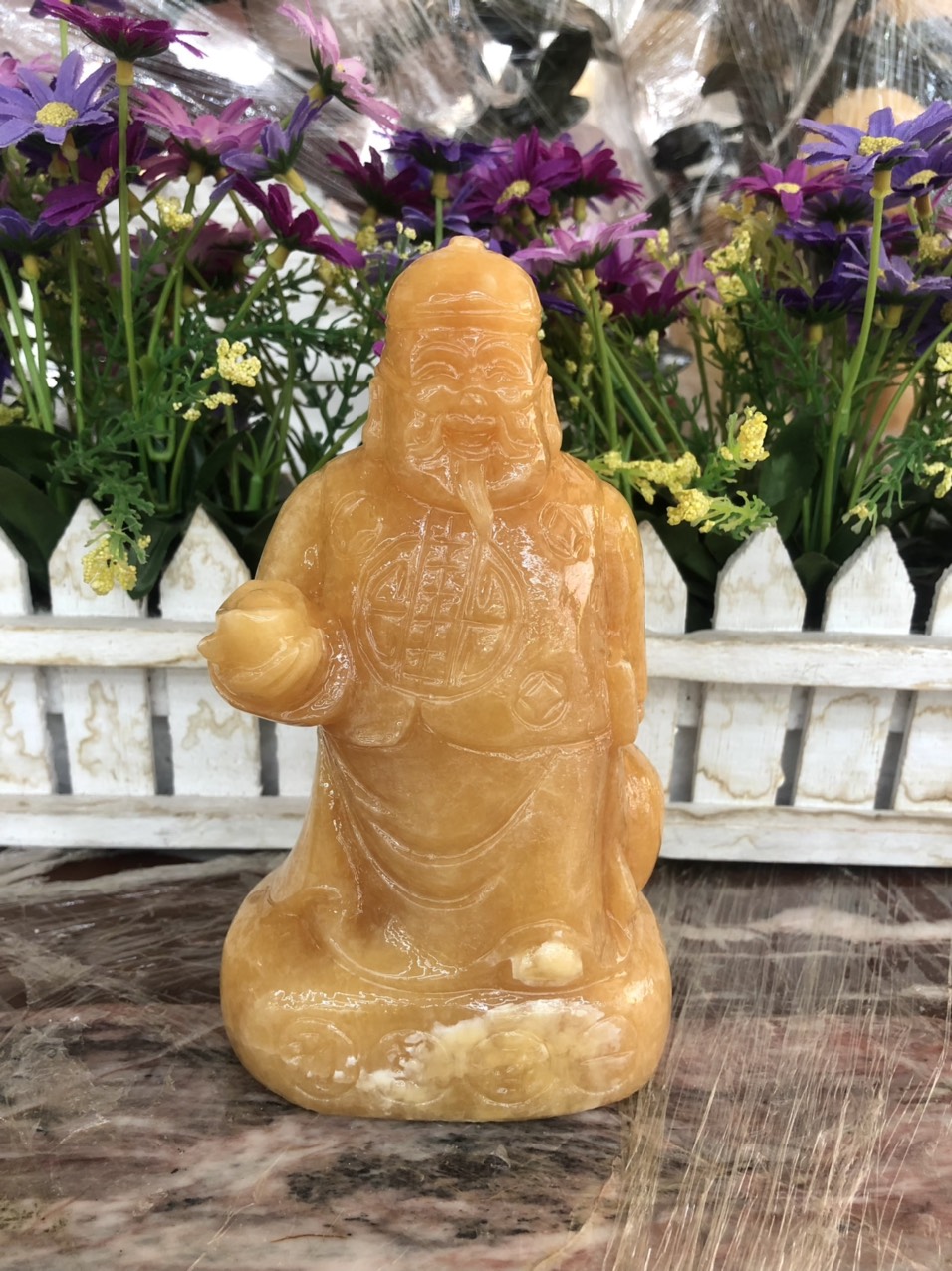 Tượng ông Quản Gia đá ngọc hoàng long - Cao 15 cm
